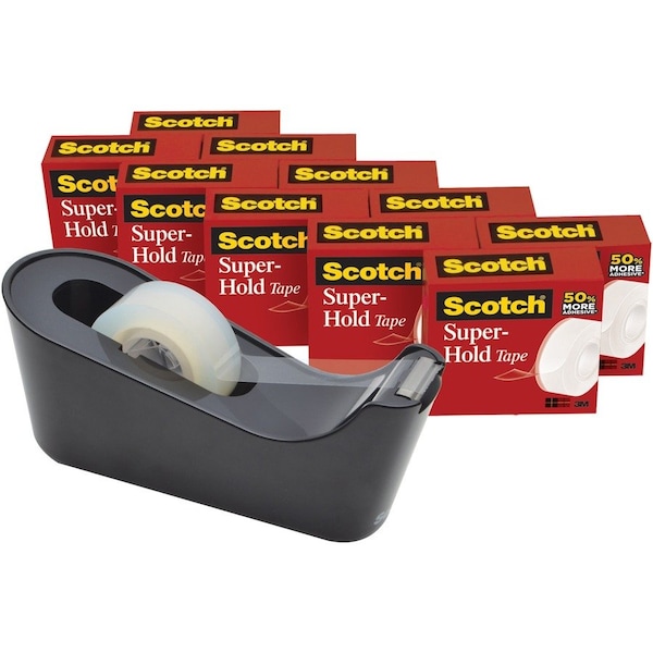 Scotch Tape Pack w/Dispr, Extra Adhesive, 3/4"x1000", 10 Rolls/PK, CL PK MMM700K10C18BLK - main